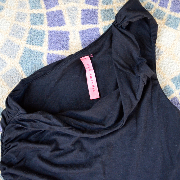 Black and Blue One Shoulder Dress - Picture 6 of 7